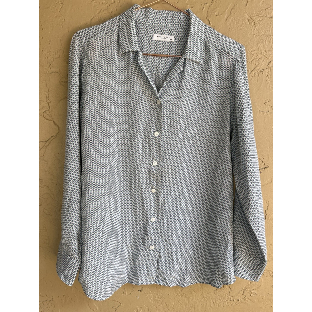 Equipment Silk Button Up Blouse Shirt Beautiful Spring Summer Colors Geometric M